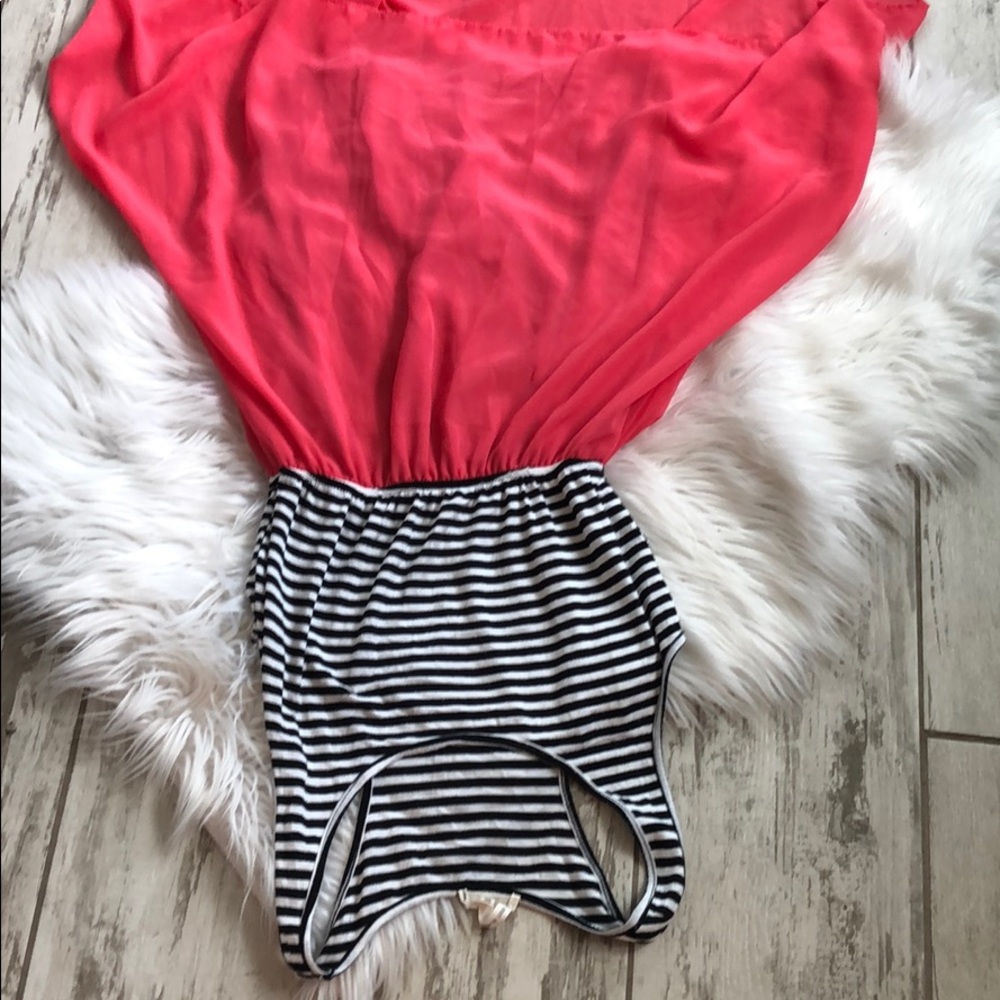 Coral striped hi lo